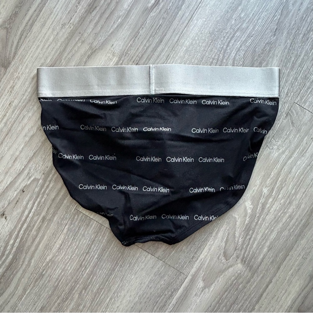 Calvin Klein | Brushed Microfiber Stretch Hip Brief in Black Logo Print (Small) - Picture 8 of 15
